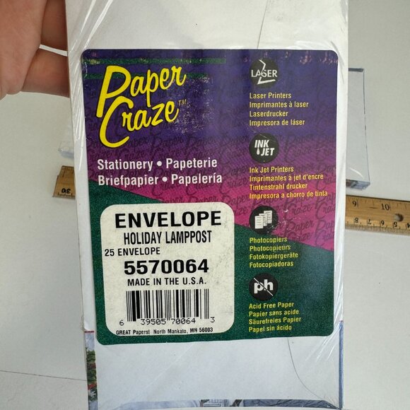 Vtg 6 Pks of 25 Christmas Holiday Theme Envelopes Paper Craze Laser Printer READ - Picture 12 of 13
